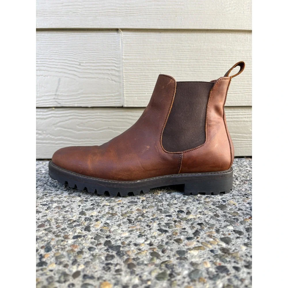 Patina Portland Men's US Size 9 Brown Leather Footwear Chelsea Boots Pull‎ On